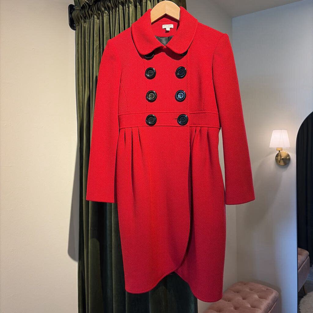 Red Wool Button-Up Coat