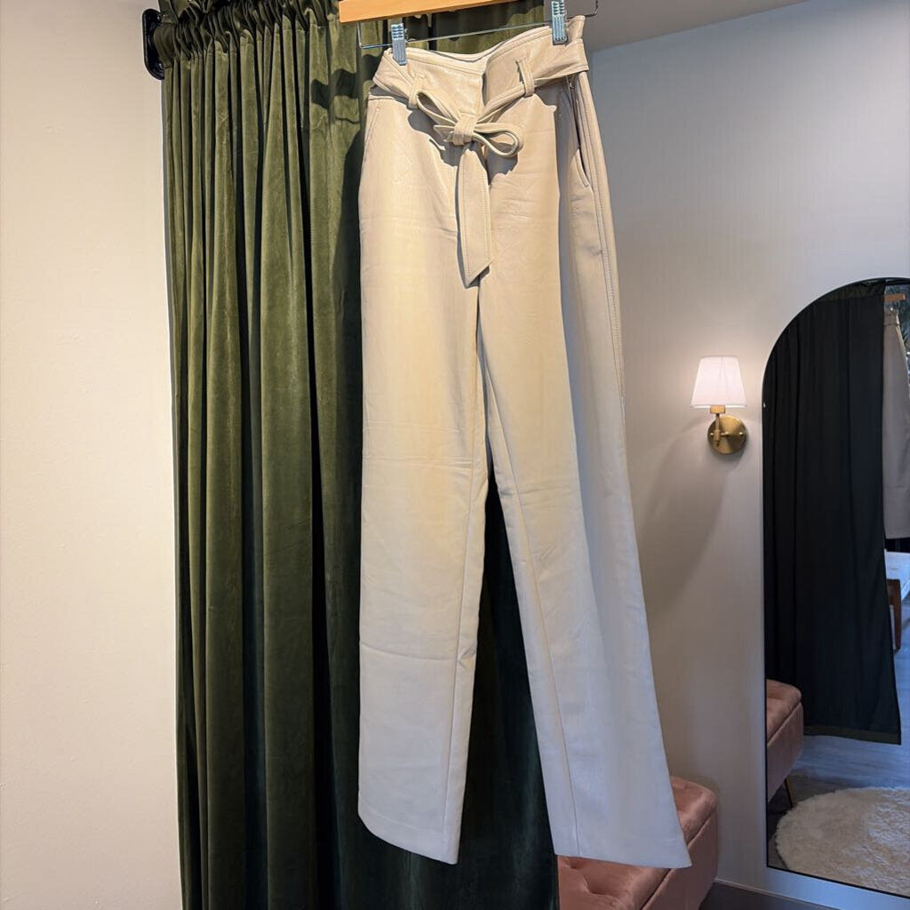 High-Rise Tie-Waist Vegan Leather