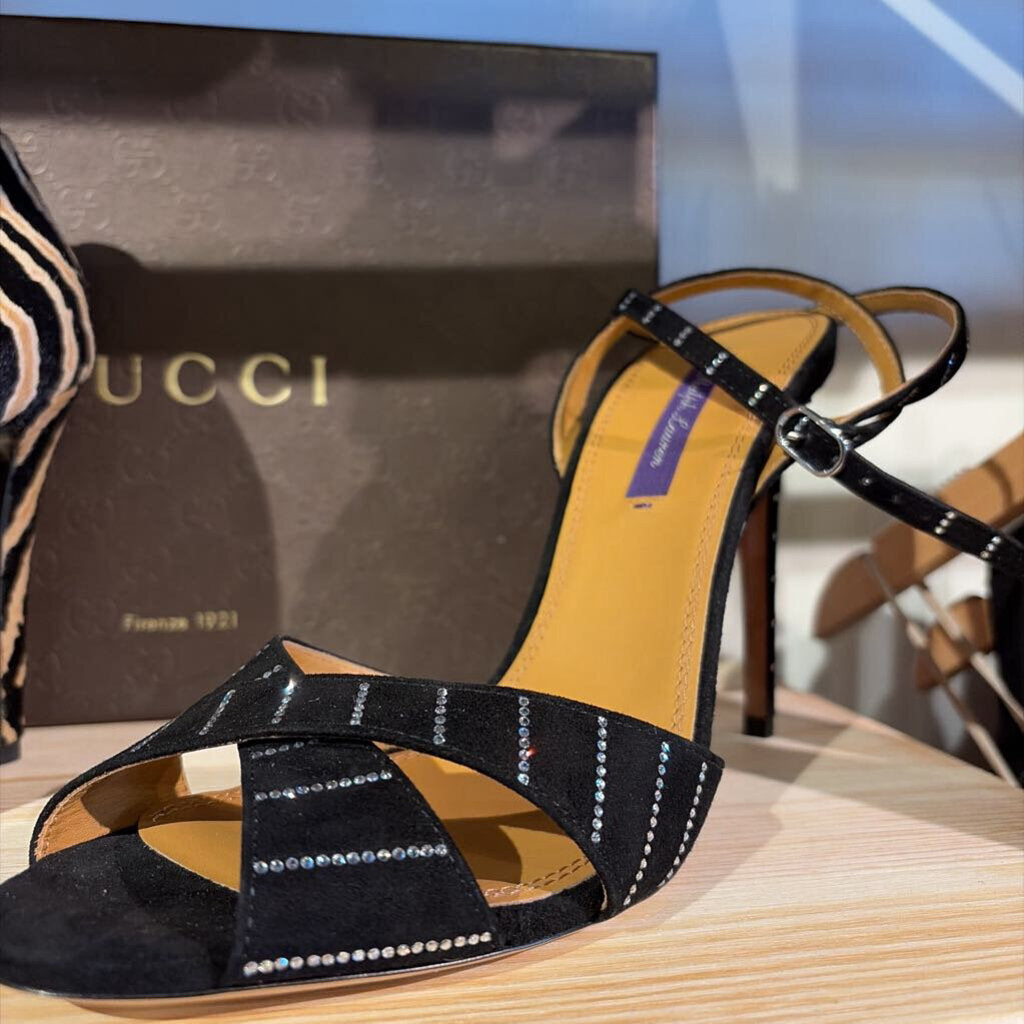 Kandice Embellished Goat-Suede Sandal