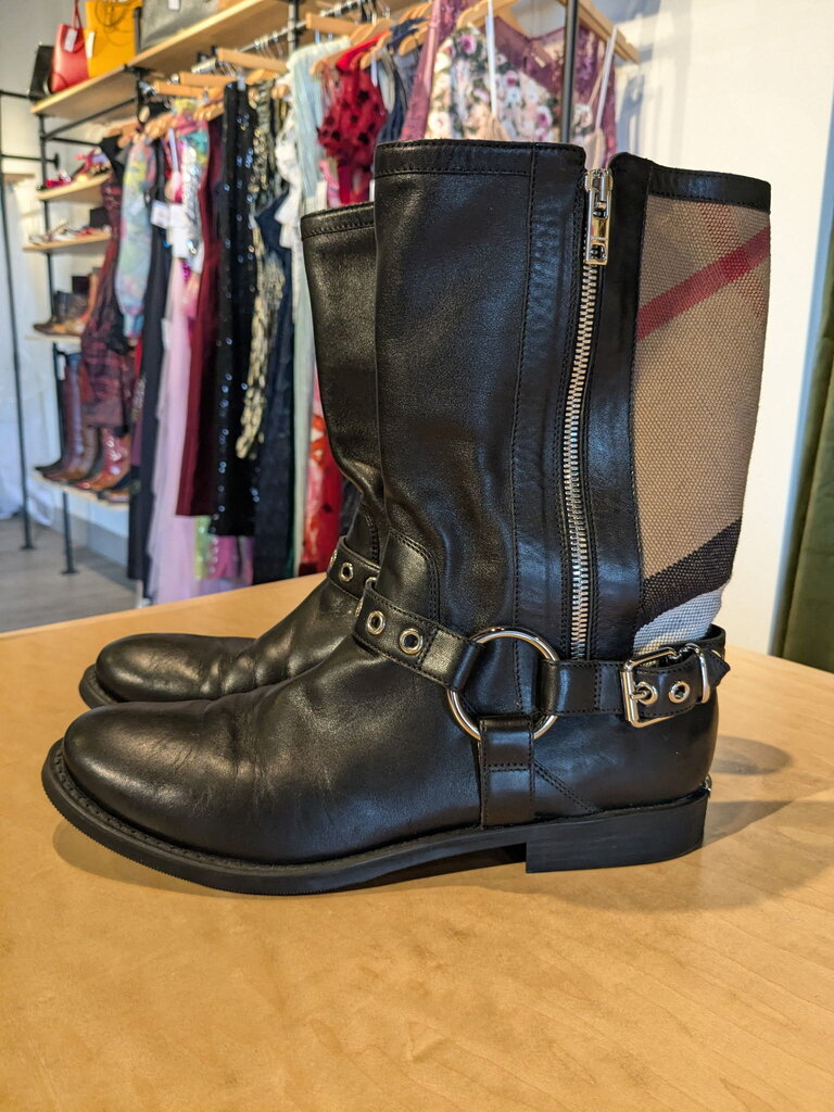 Check Leather Belted