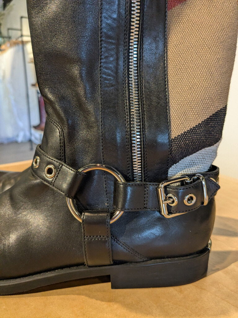 Check Leather Belted